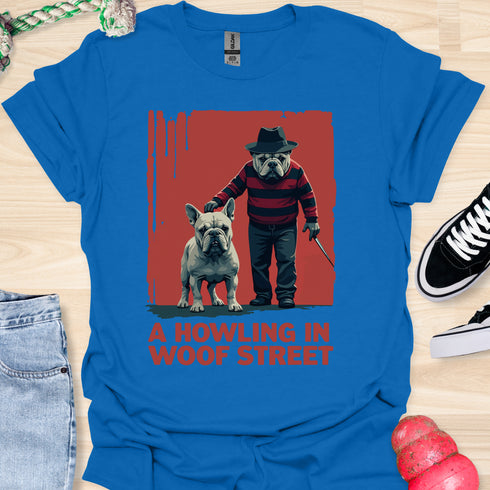 A Howling at Woof Street - Halloween - V1 - Frenchie and Bulldog T-Shirt